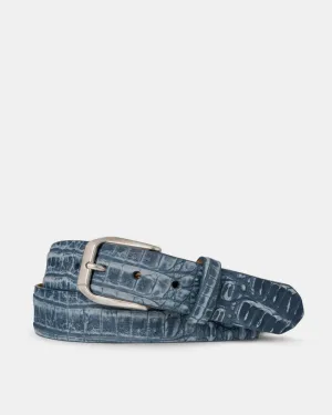Nubuck Crocodile Belt in Navy