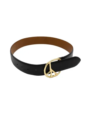 Peace Buckle Belt - Steer Leather Black