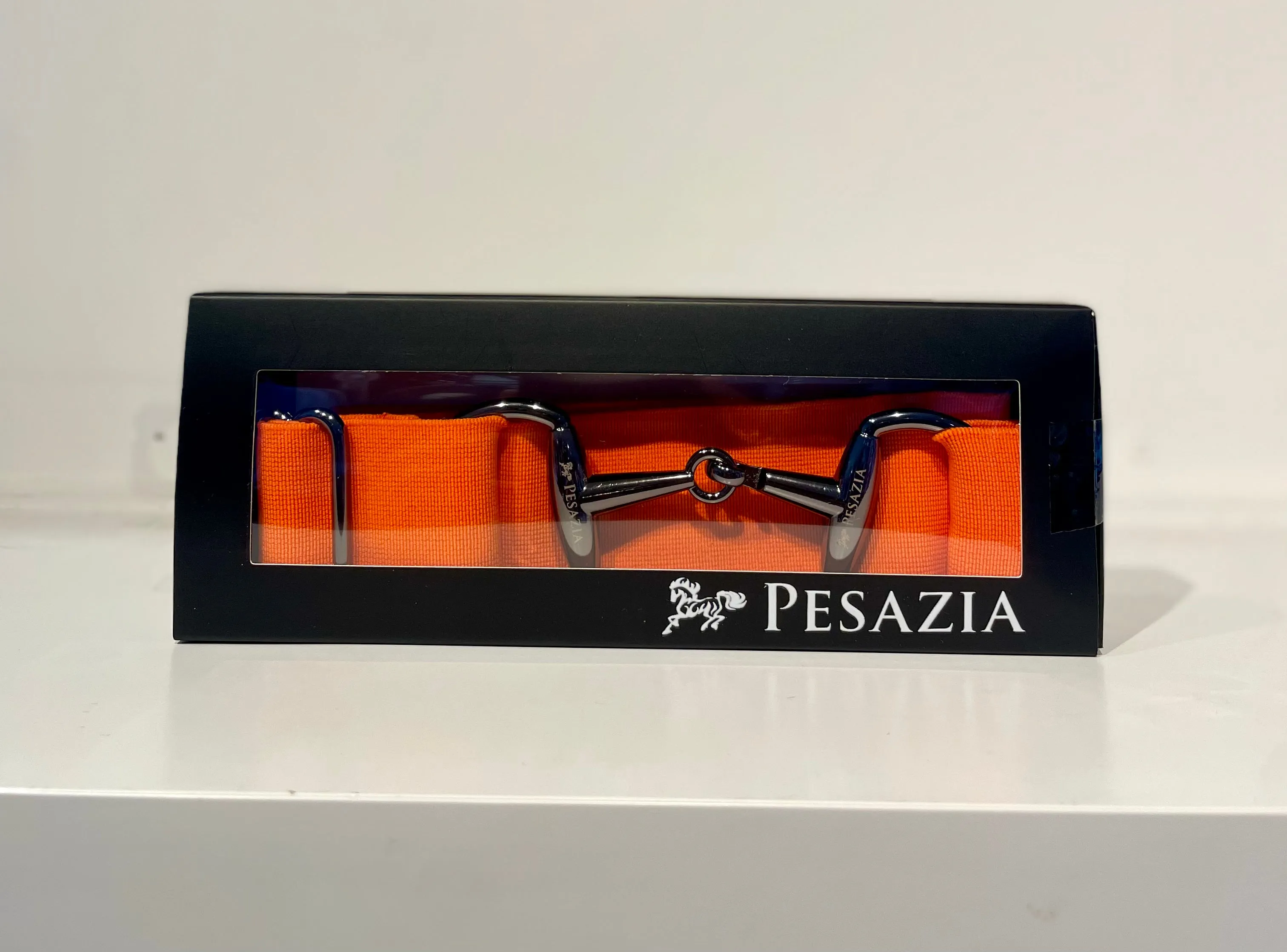 Pesazia - Logo Stretch Bit Belts - Orange w/ Black Snaffle Bit