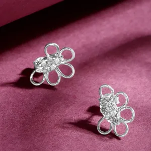 Radiant Silver Zircon Earrings