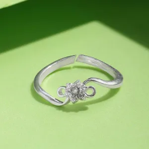 Radiant Silver Zircon Stud Ring