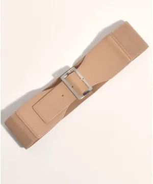 Rectangle Buckle Stretch Belt Camel