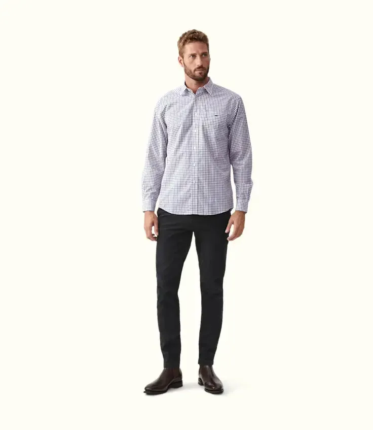 R.M.Willams Collins Shirt - Navy / Burgundy/ White