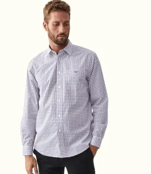 R.M.Willams Collins Shirt - Navy / Burgundy/ White