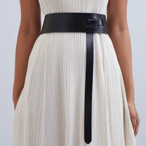 Self Knot Leather Belt - Black