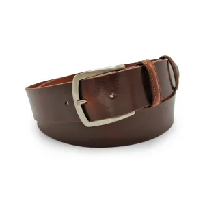 Smooth Supple Cognac Tone Satin Prong Belt