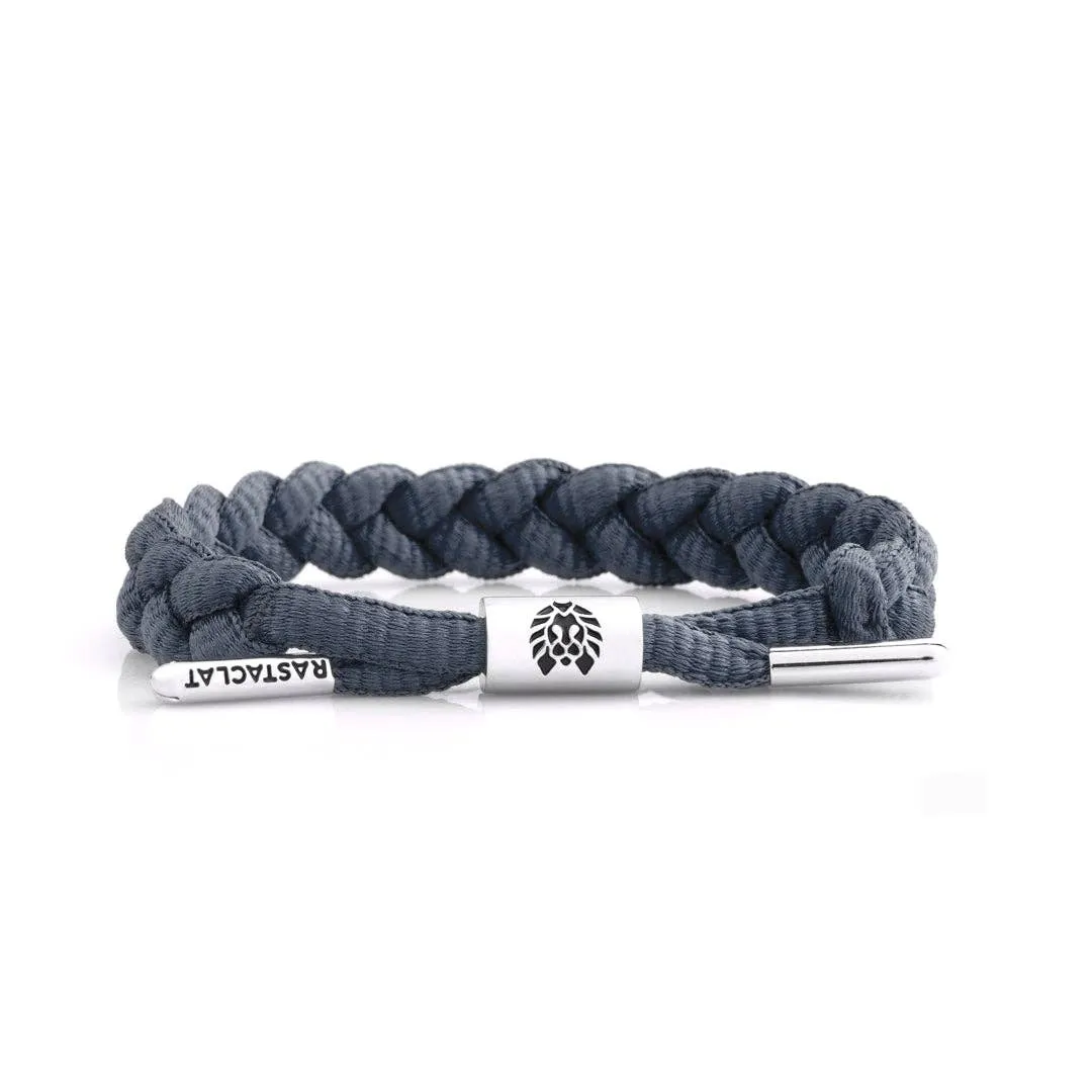 Solid Braided Bracelet: Onyx Silver Charcoal / Medium/Large