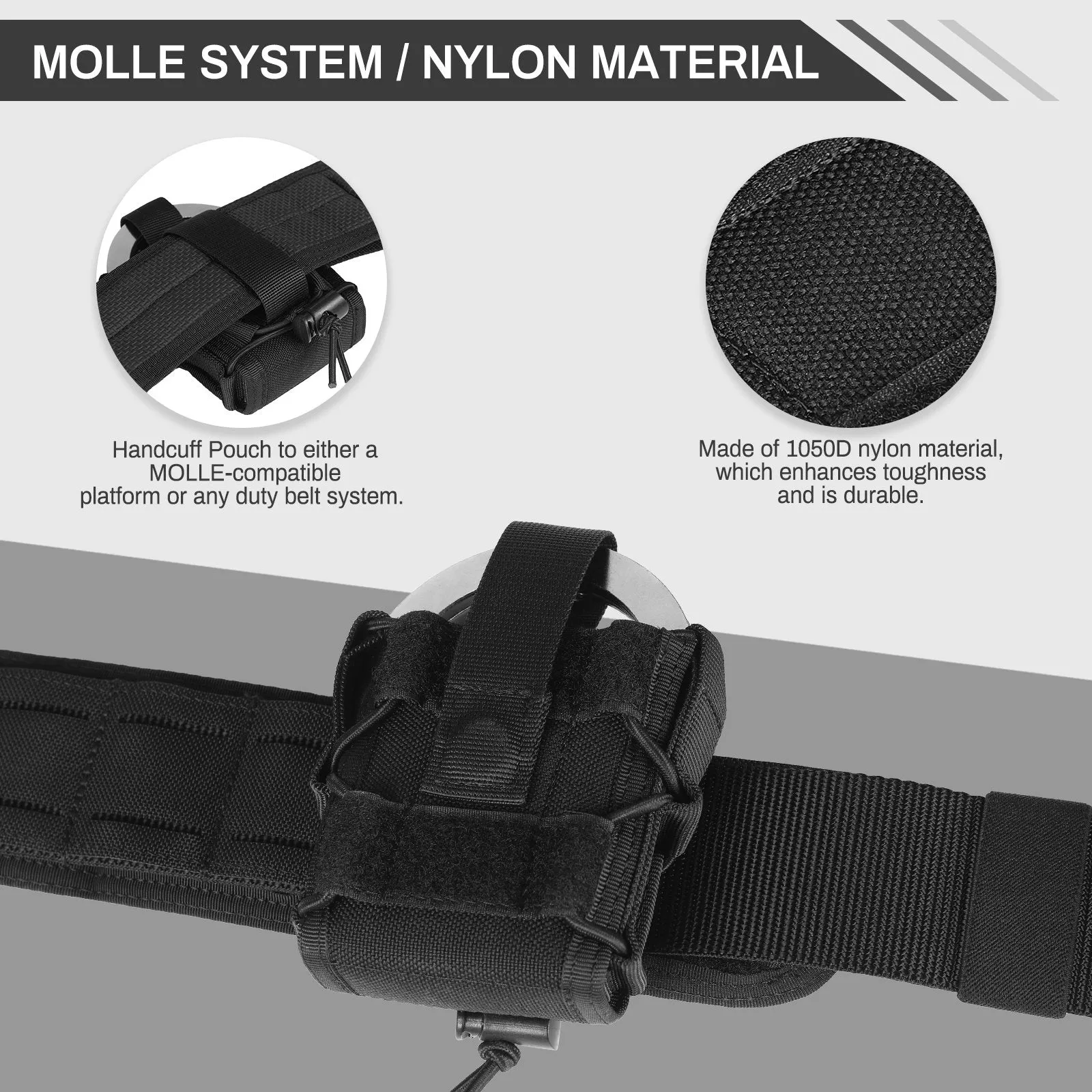 Tactical Handcuff Pouch, Open-Top MOLLE Handcuff Holster