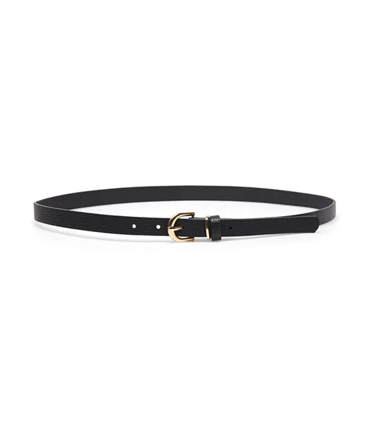 Texture Belt with Golden Buckle Black