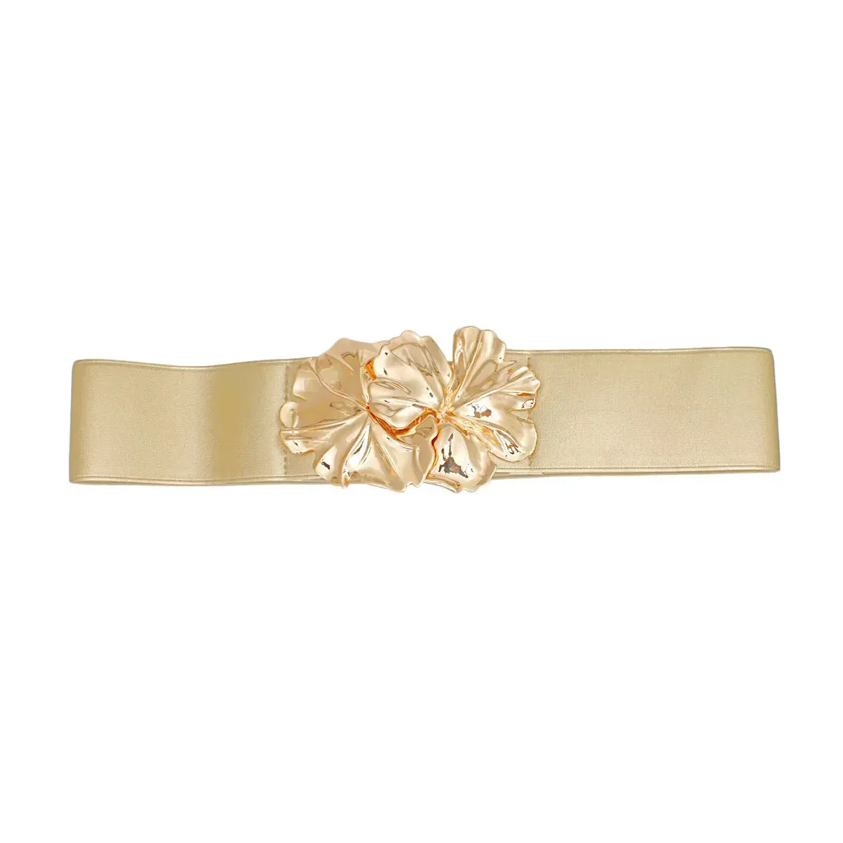 Timeless Elegance: Golden Flower Buckle Stretch Canvas Belt - Trendy & Comfortable