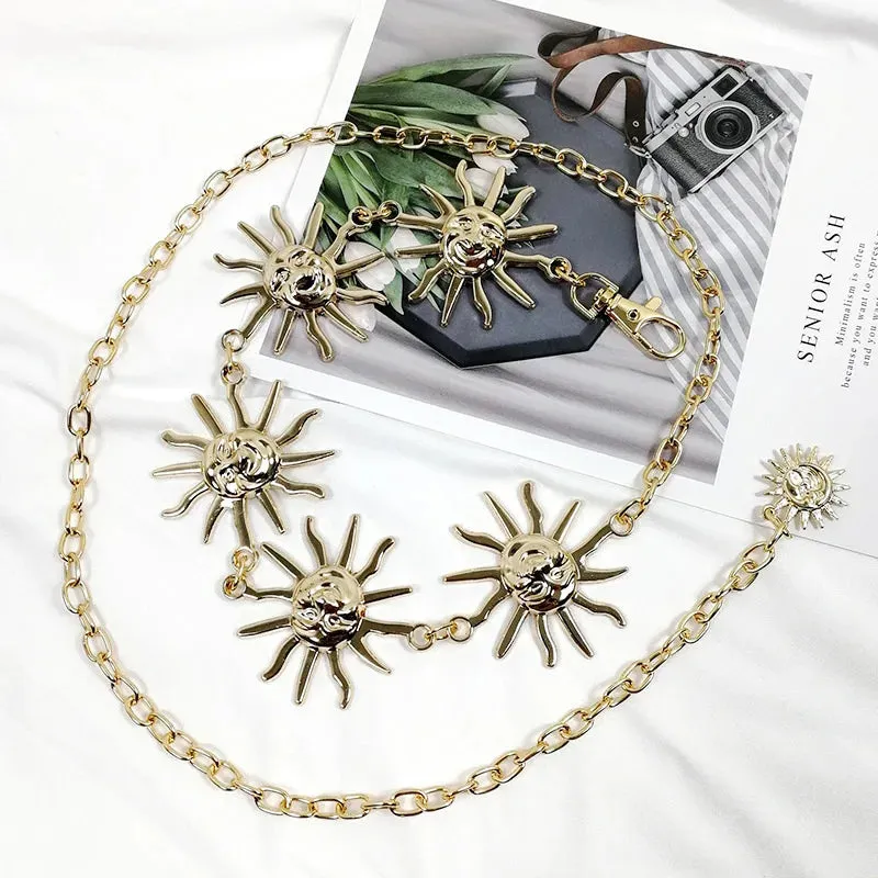 VAIGE Luxe Gold & Silver Moon Sun Chain Belt - Vintage Elegance for All Occasions