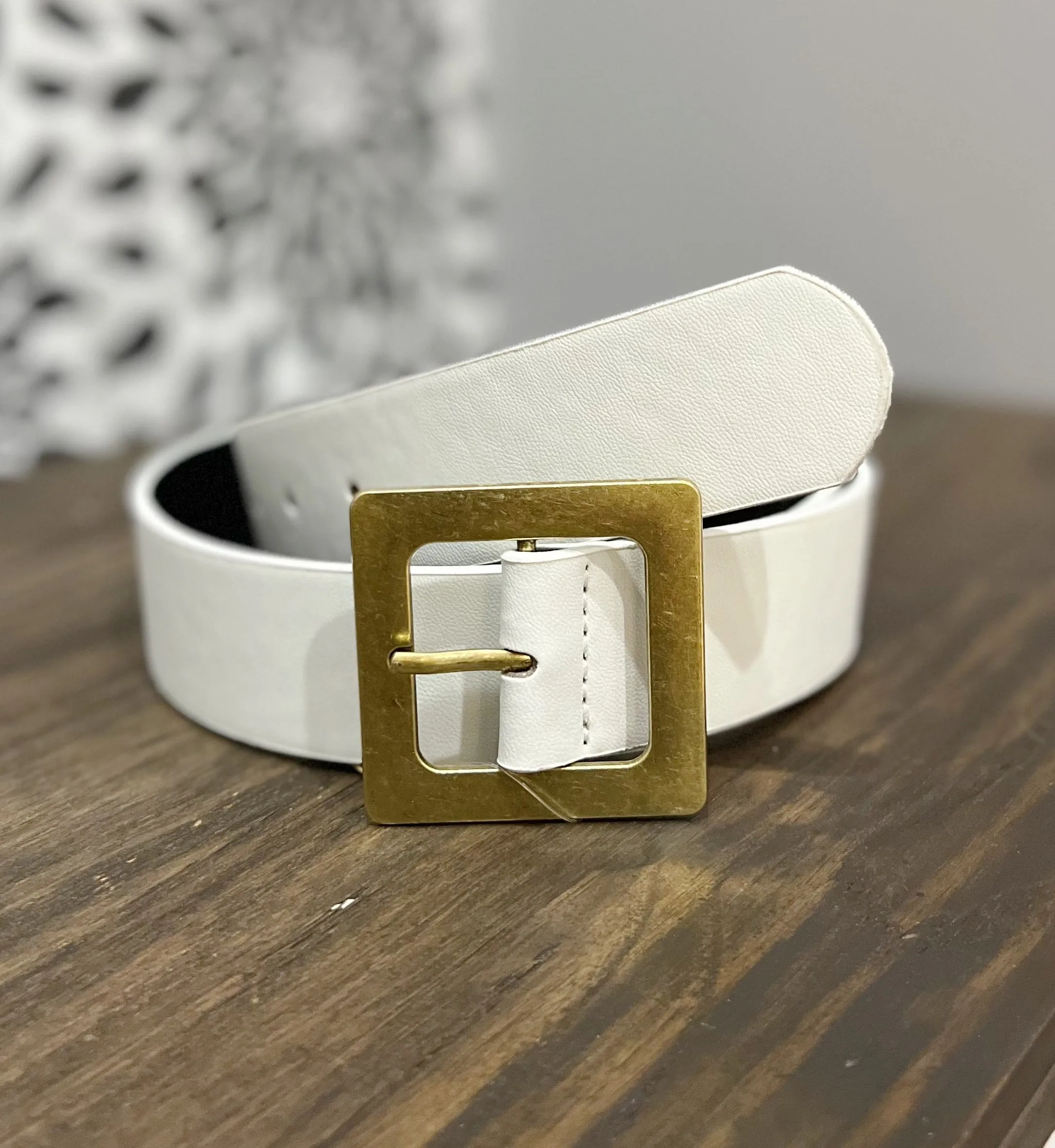White Leather Belt FINAL SALE