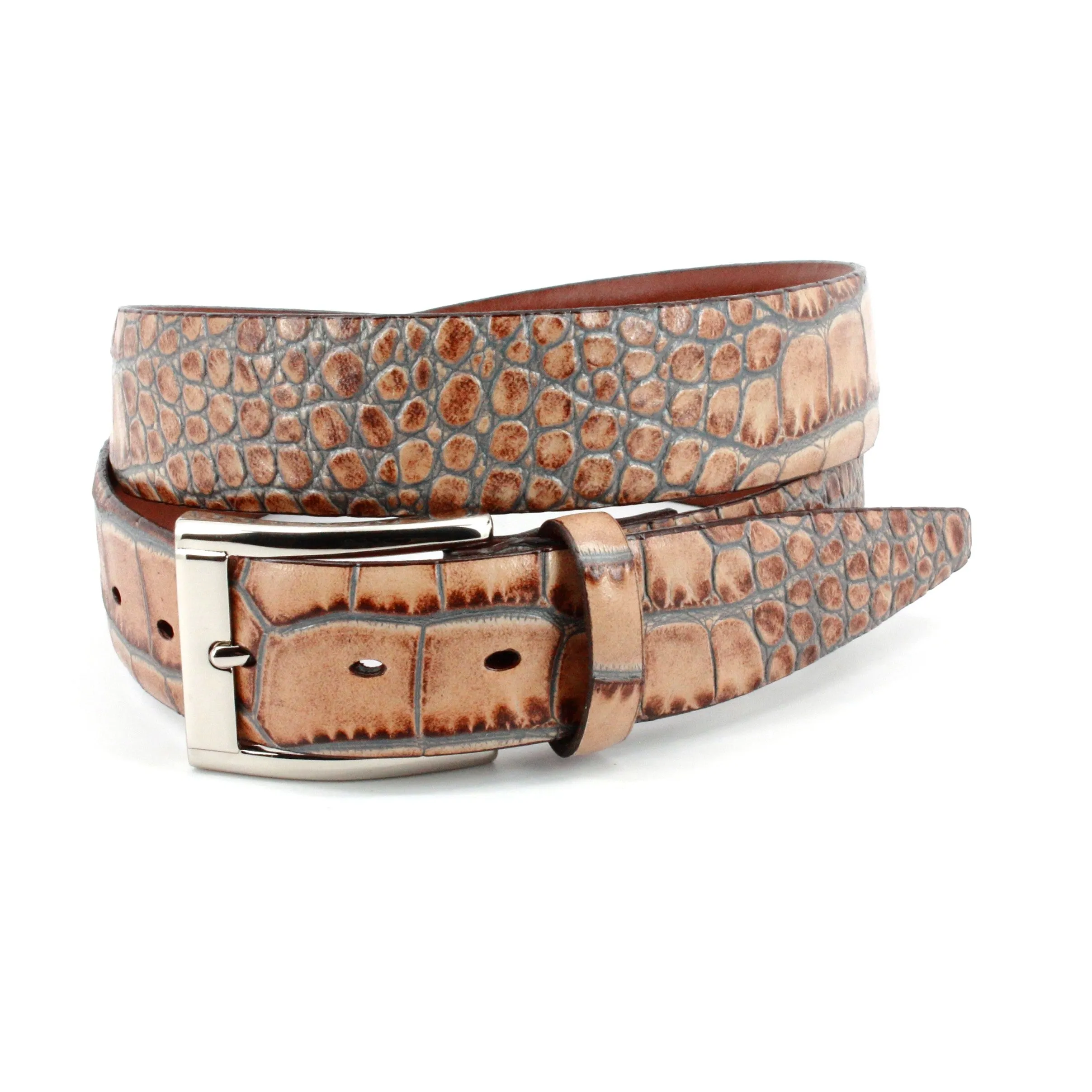 ZT52904 Italian Embossed Croc Tan-Slate